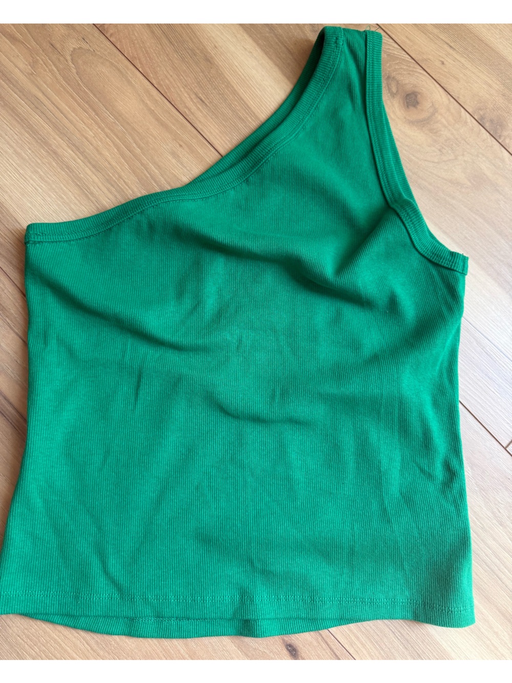 Pilcro One-Shoulder Ribbed Tank Top in Green